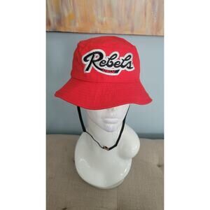 Vintage 1980s “Rebels Only” Bucket Hat Red Medium USA Made NOS w/ Tags –...